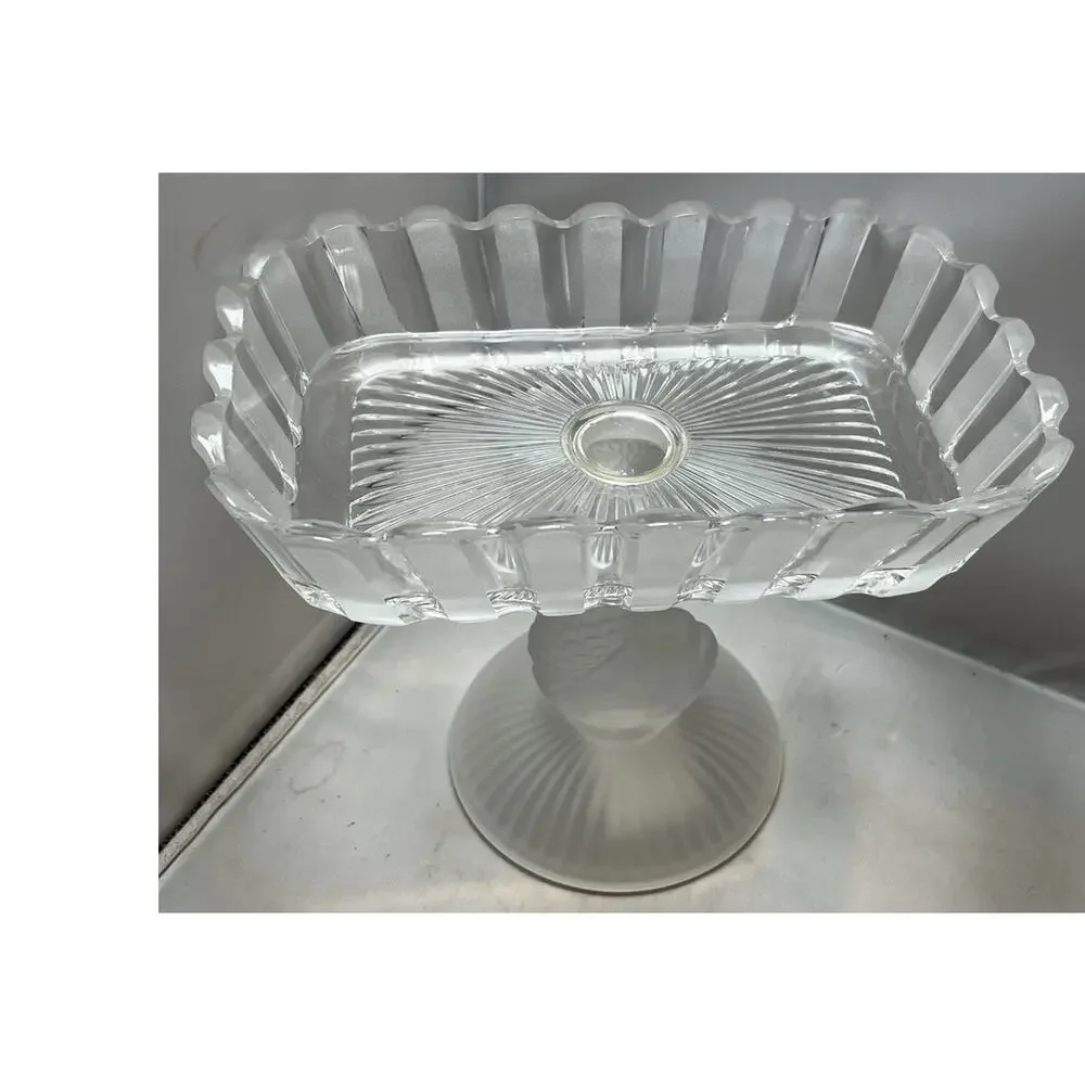 Antique EAPG Dolphin Bakewell Pears Frosted Ribbons Rectangular Compote